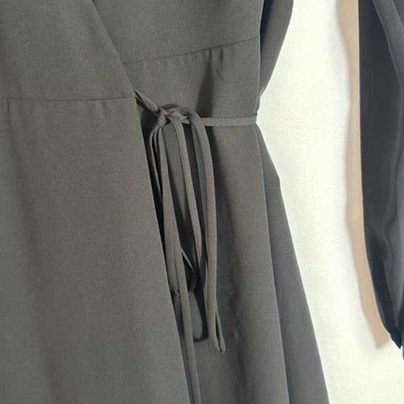 Sunday Best Black Chiffon Long Sleeve Front Wrap Dress Size 6 - Picture 5 of 10